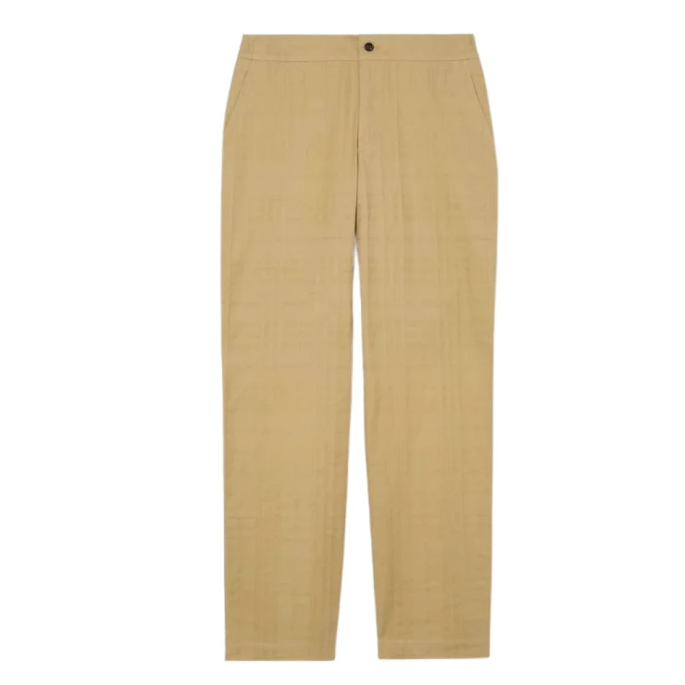 Burberry Hombre Beige - Pantalones Chinos De Algodón Con Textura De Cuadros - Trousers - L - Pantalones Chinos De Algodón Con Textura De Cuadros