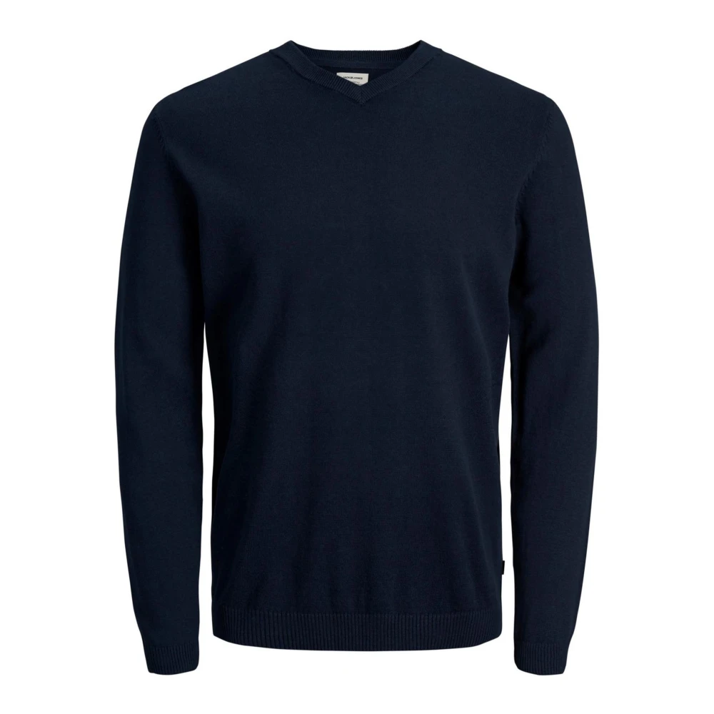 Jack & Jones Men's Blue V-Neck Knitwear,, V-Neck Knitwear For Large