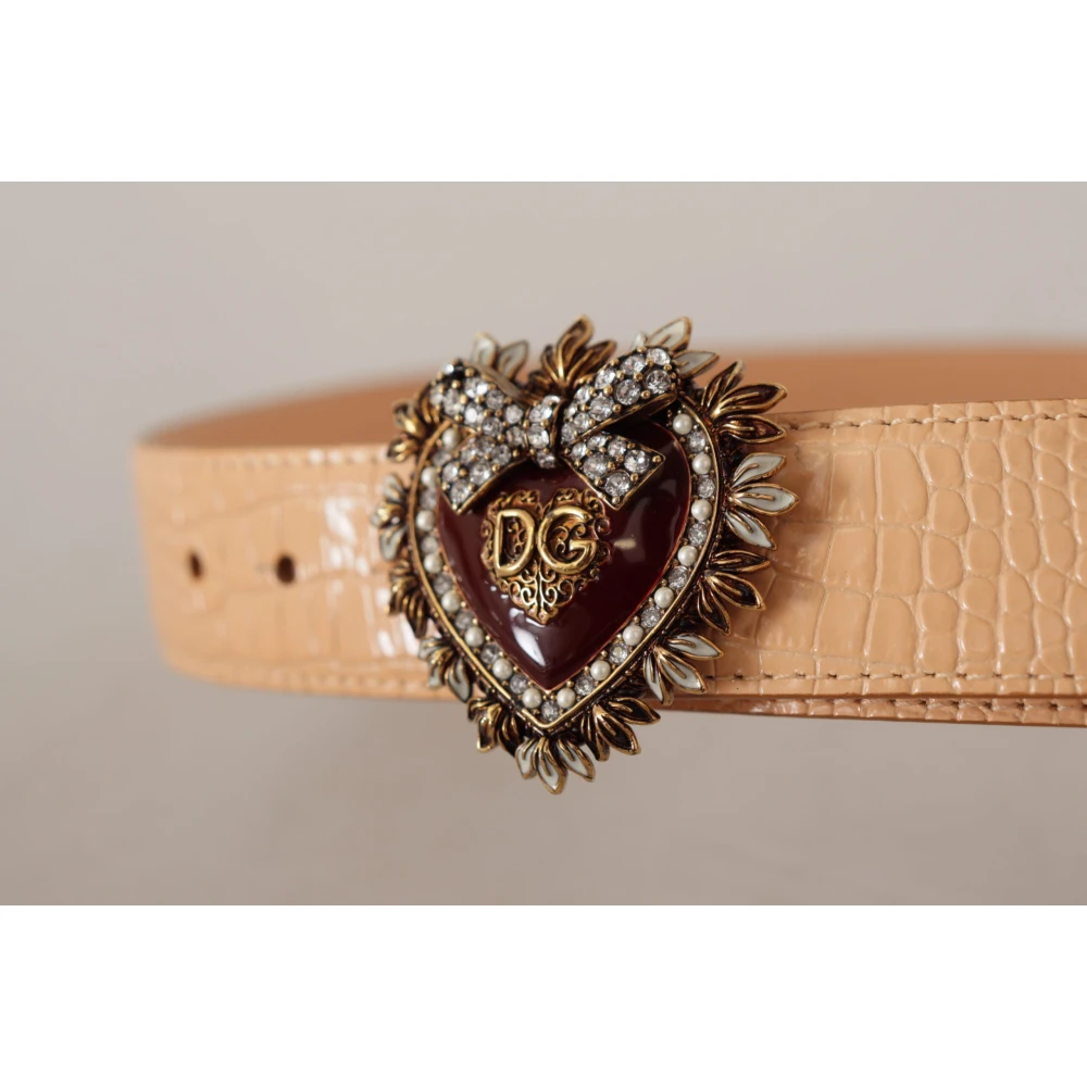 Dolce & Gabbana Gegraveerde gesp leren riem Beige Dames