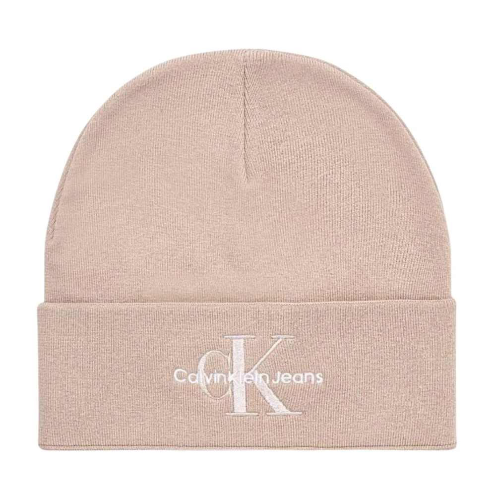 Calvin Klein Jeans Broderad Logotyp Beige Bomullsmössa Pink, Dam