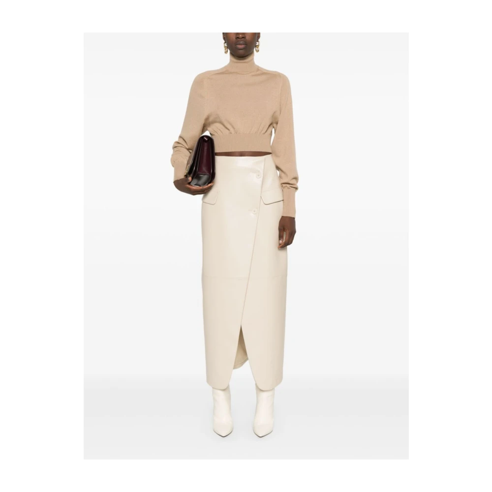 SPORTMAX Kameel Wol Gebreide Rolhals Trui Brown Dames