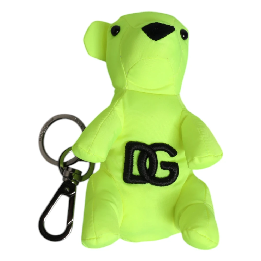 Dolce & Gabbana Unisex Green Keychains, One Size, Embroidered Logo Keychain