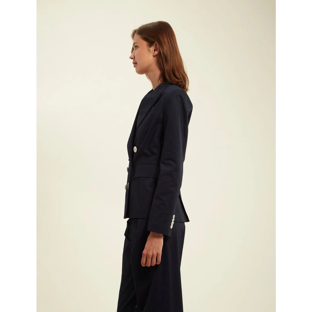 Ines De La Fressange Paris Navy Blauw Ottomaans Pak Jas Blue Dames