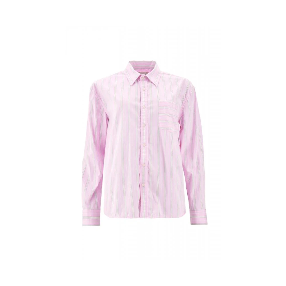 La Martina Vrouw Roze Overhemden Dames, S, Katoen, Camilla Gestreepte Poplin Shirt