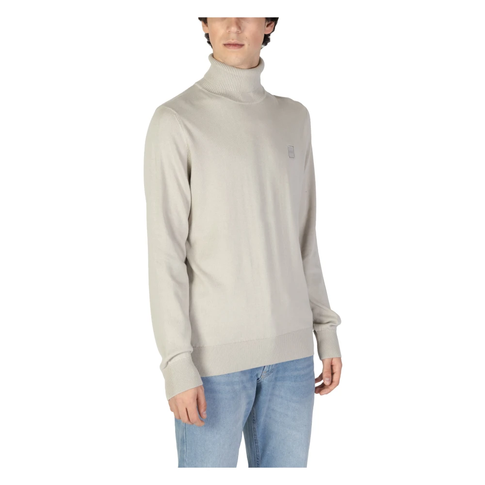 Hugo Boss Heren Trui Herfst Winter Collectie Katoen Kasjmier Mix Beige Heren
