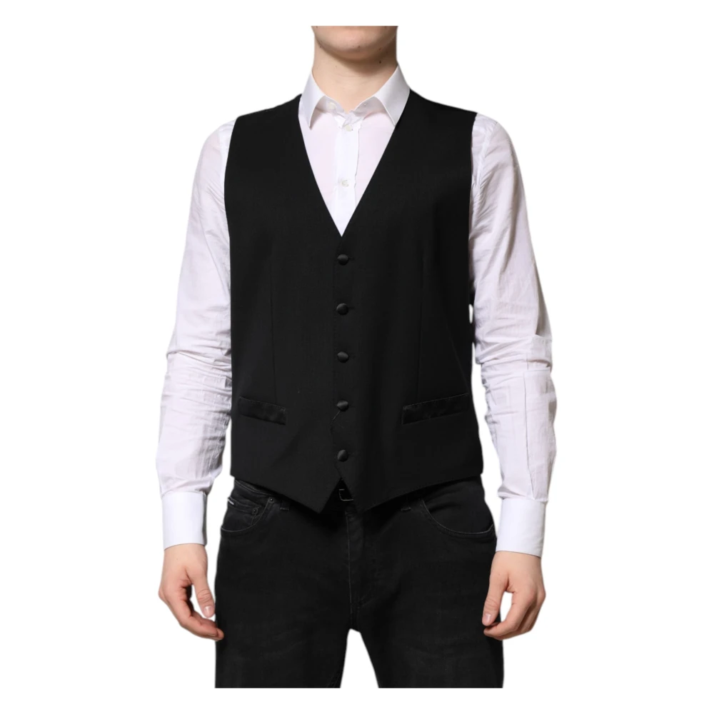 Dolce & Gabbana Svart Ullformell Klänning Väst