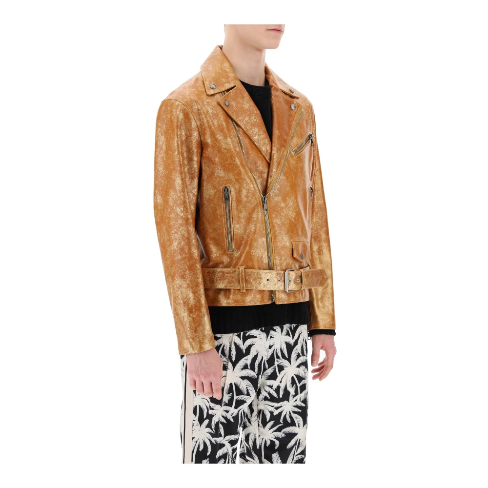 Palm Angels Leather Jackets Brown Heren