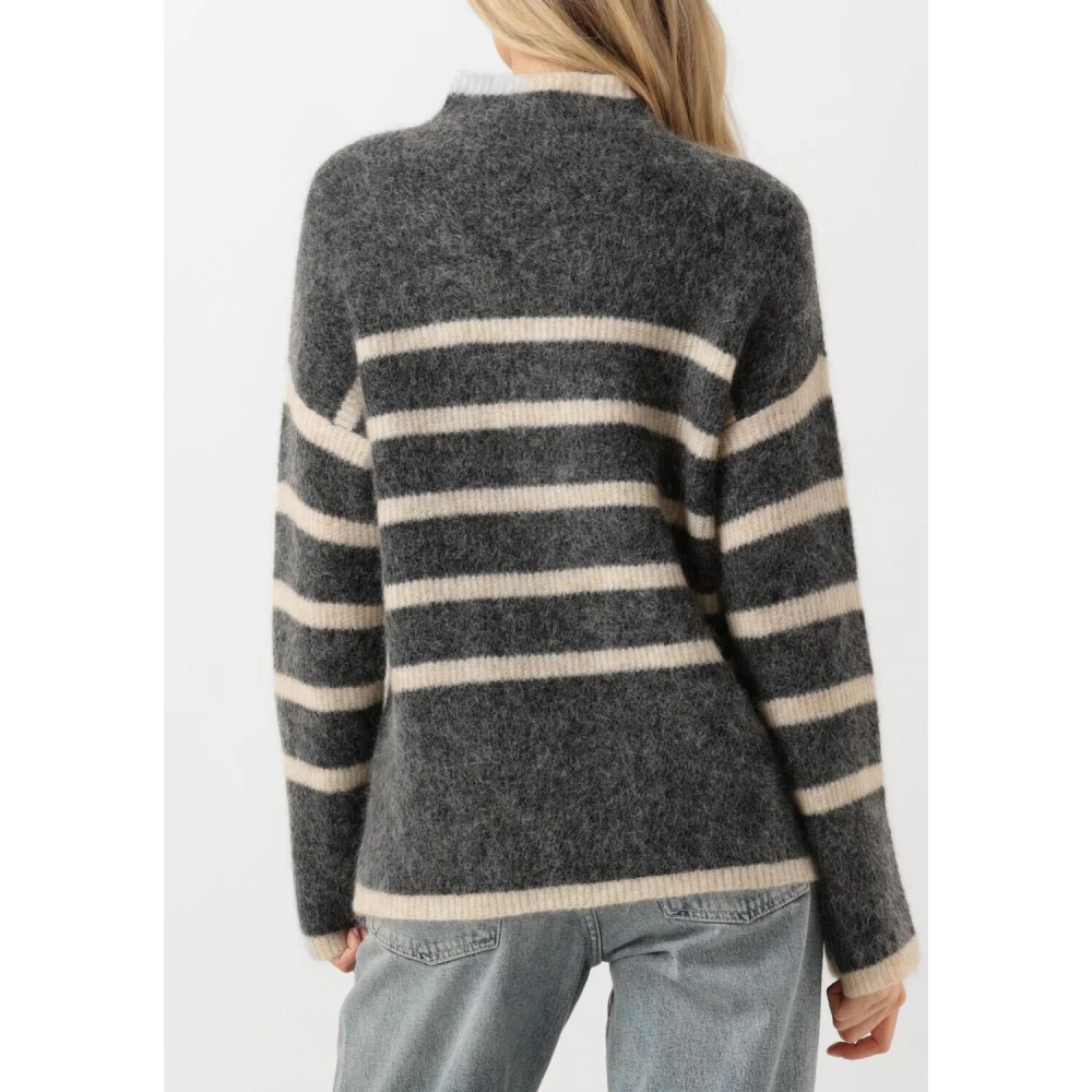 Second Female Ovalis Knit T-Neck Sweater Second Dames Gray Dames