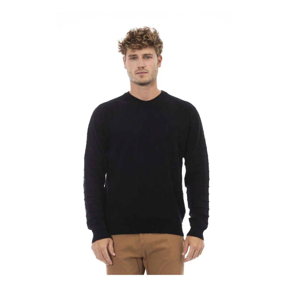 Alpha Studio Wolmix Ronde Hals Trui Black Heren