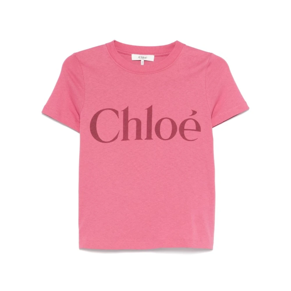 Chloé Blush Pink Logo Print T-shirt Pink, Dam