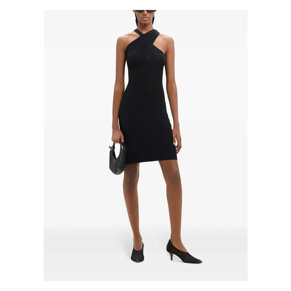 Courrèges Zwarte Criss Cross Jersey Jurk Black Dames