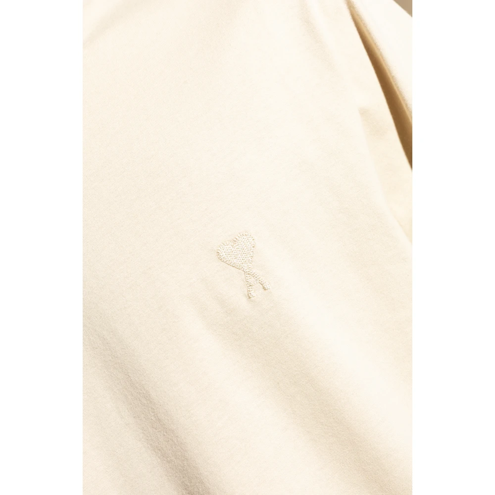 Ami Paris T-shirt met logo Beige Heren