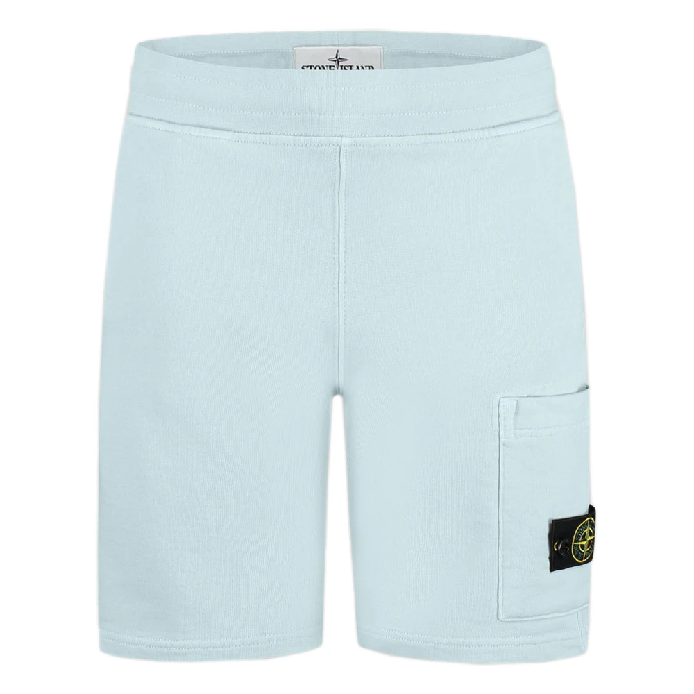 Stone Island Boys Blue Shorts, 2 Y, Logo-Patch Shorts
