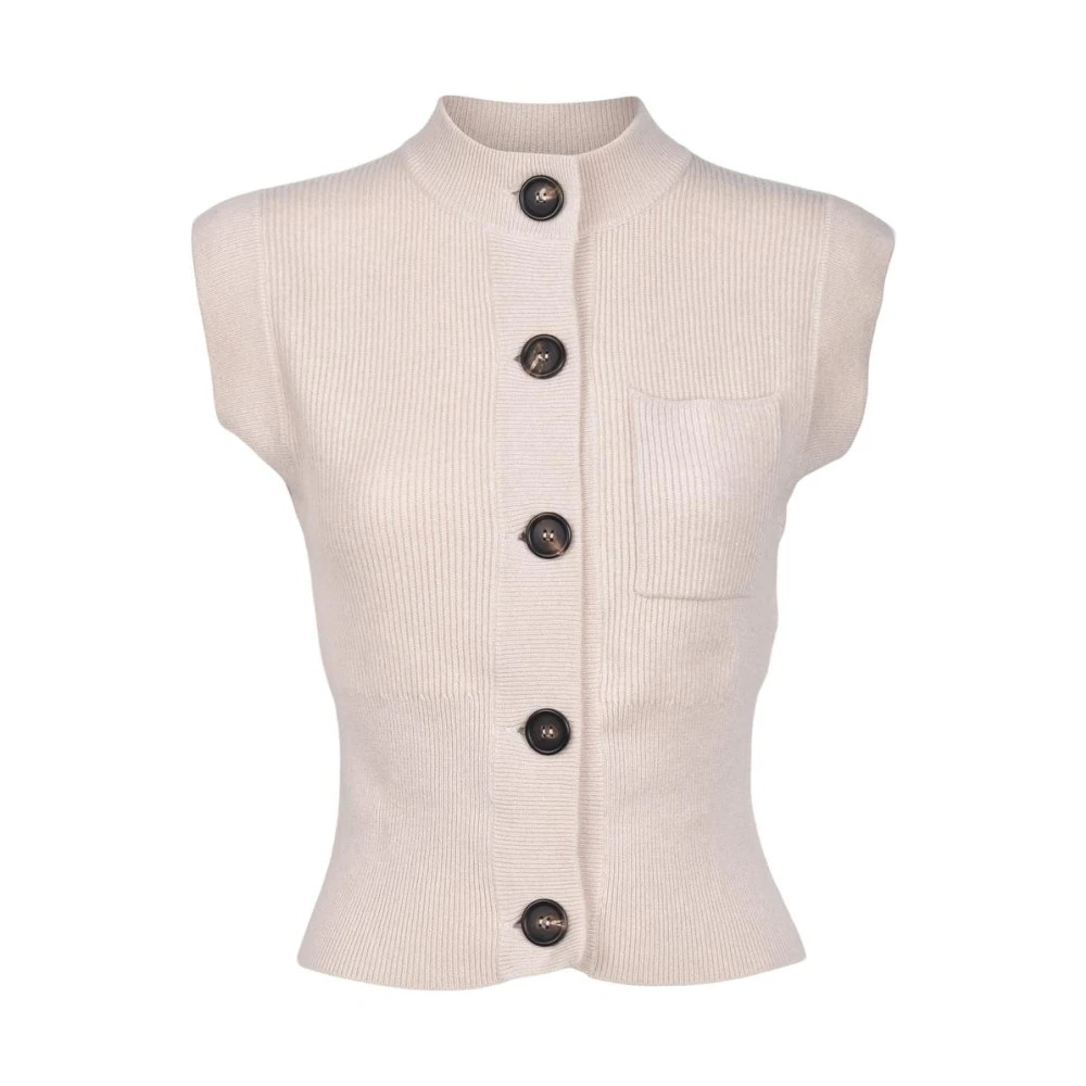 Brunello Cucinelli Women's Beige Cashmere Sweater With Ribbed Details