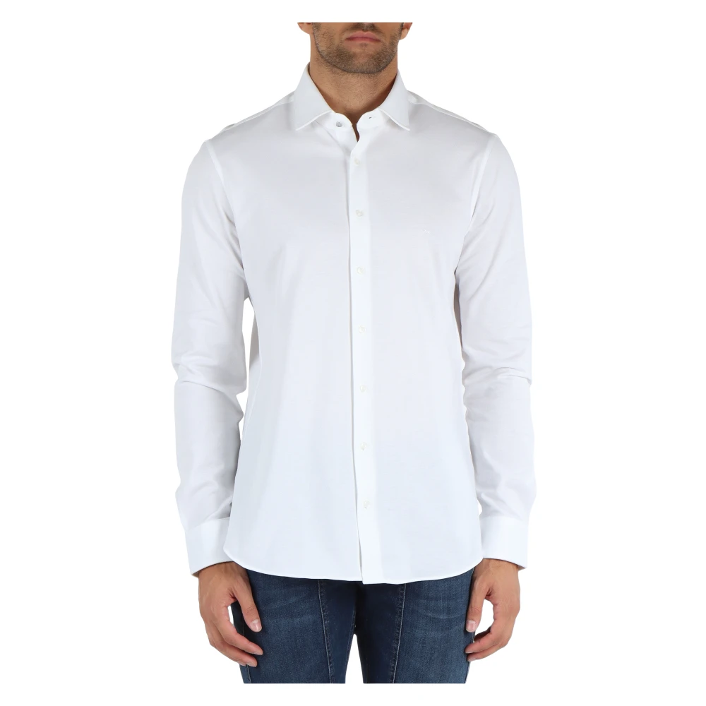 Michael Kors Slim Fit Katoenen Piqué Overhemd White Heren