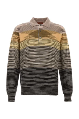 Broderad ull polo tröja