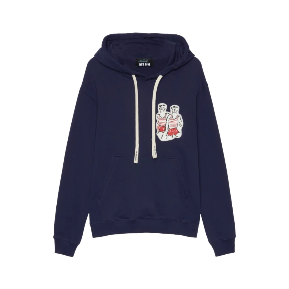 Msgm Blauwe hoodie met voorzak Blue Heren