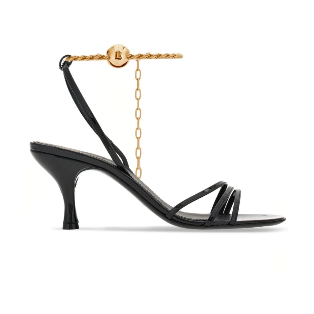 Salvatore Ferragamo Zwarte Patent Sandalen met Goudkleurige Hardware Black Dames