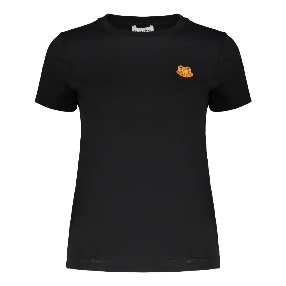 Kenzo Bomull Logo T-shirt Front Patch Black, Dam