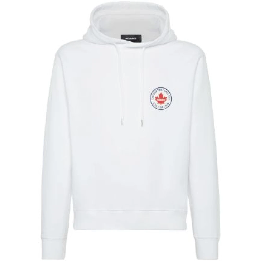 Dsquared2 Men's White Hoodies,, Hoodie With Logo Print Small