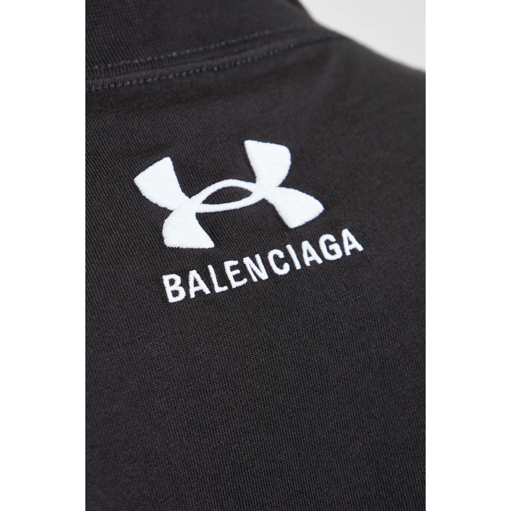 Balenciaga T-shirt met Geborduurd Logo Black Heren