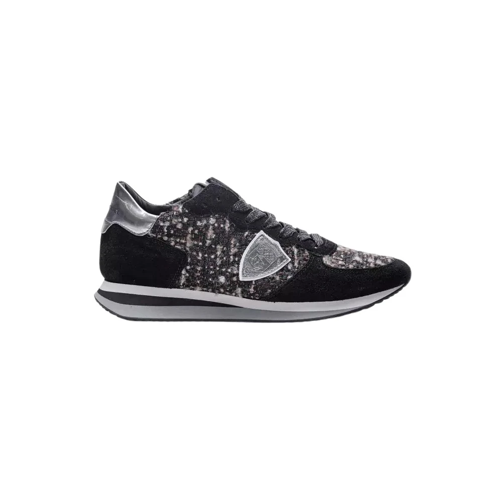 Philippe Model Tropez X Läder- och Tweedskurna Sneakers - Färg: oi Black, Dam