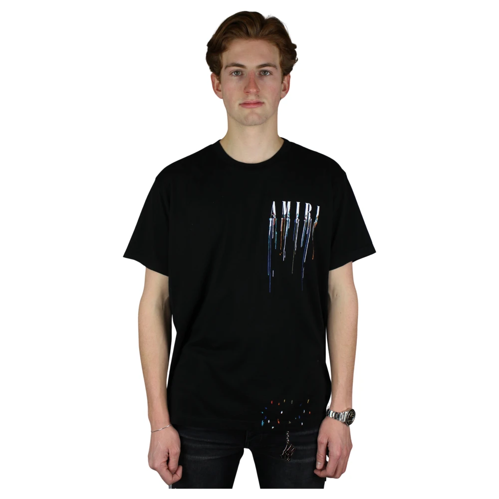 Amiri Verf Druppel Kern Logo Tee Black Heren