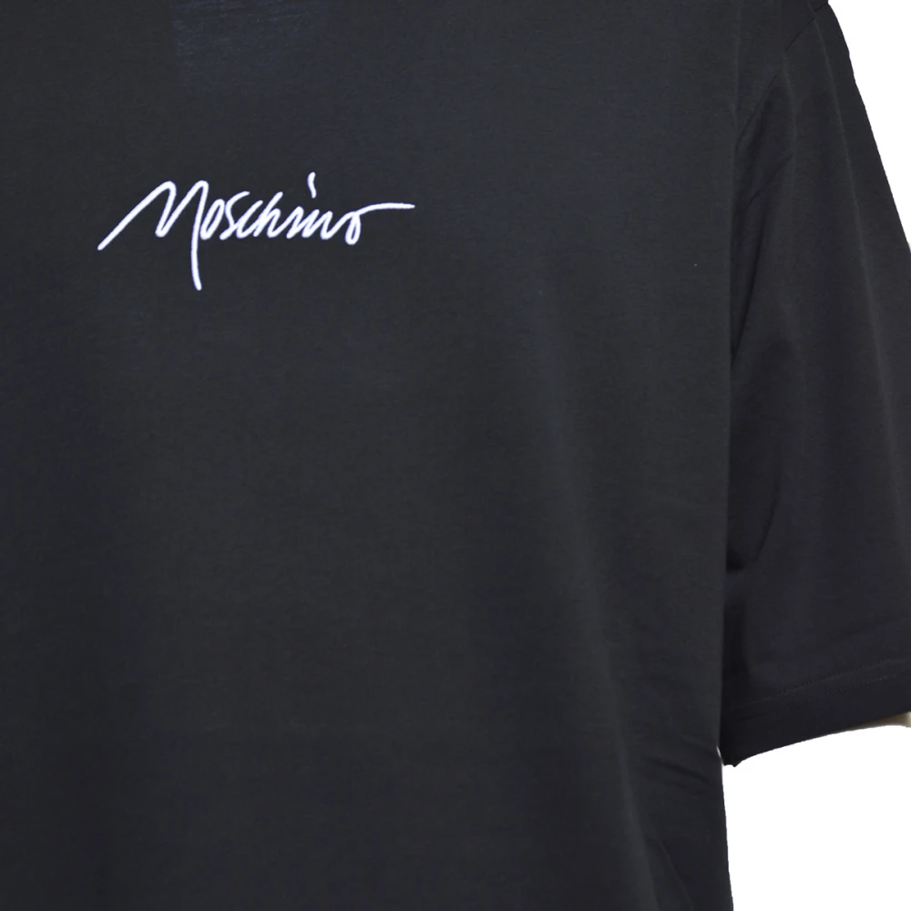 Moschino Zwarte T-shirts en Polos met Logo Borduursel Black Heren