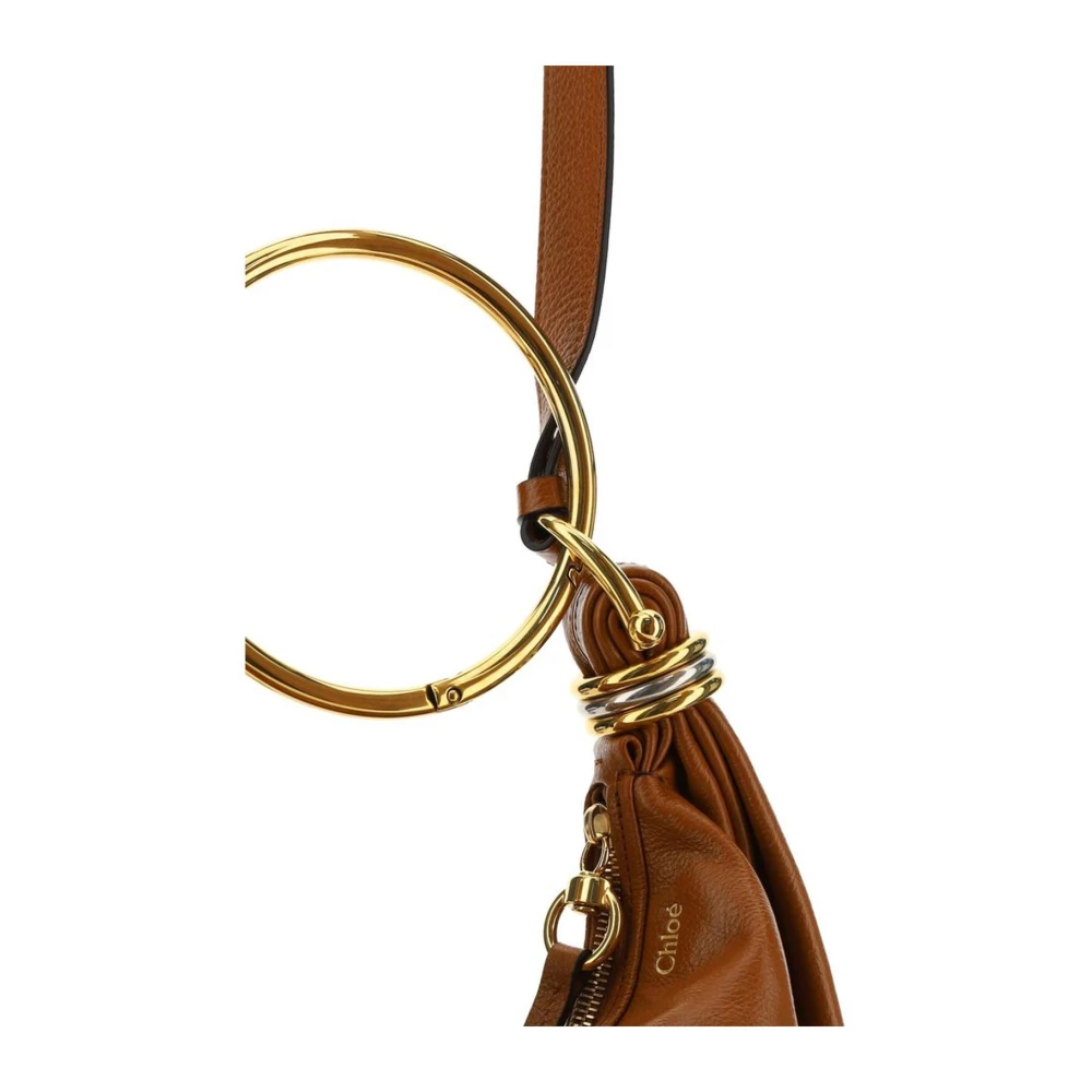 Chloé Leren handtas met messing handvat en riem Brown Dames