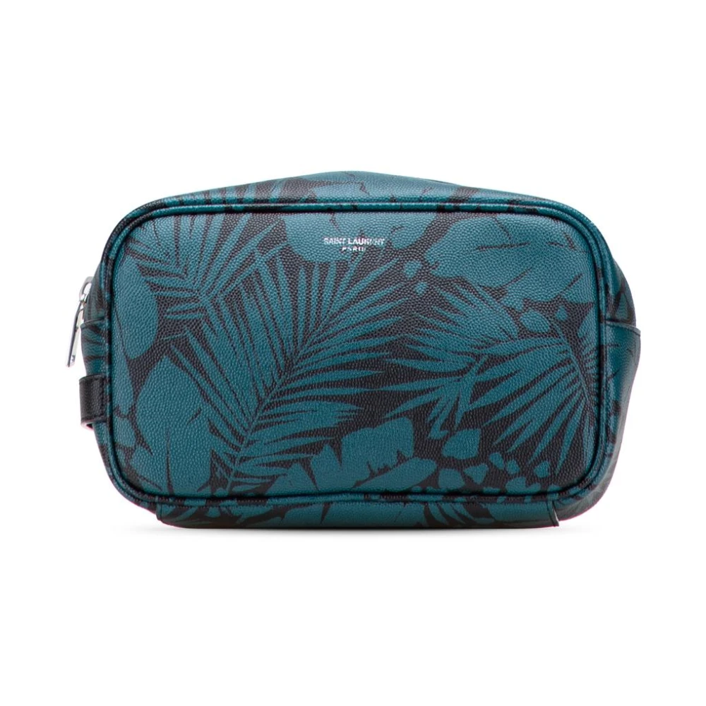 Saint Laurent Vintage Women's Blue Pre-Owned Printed Leather Pouch