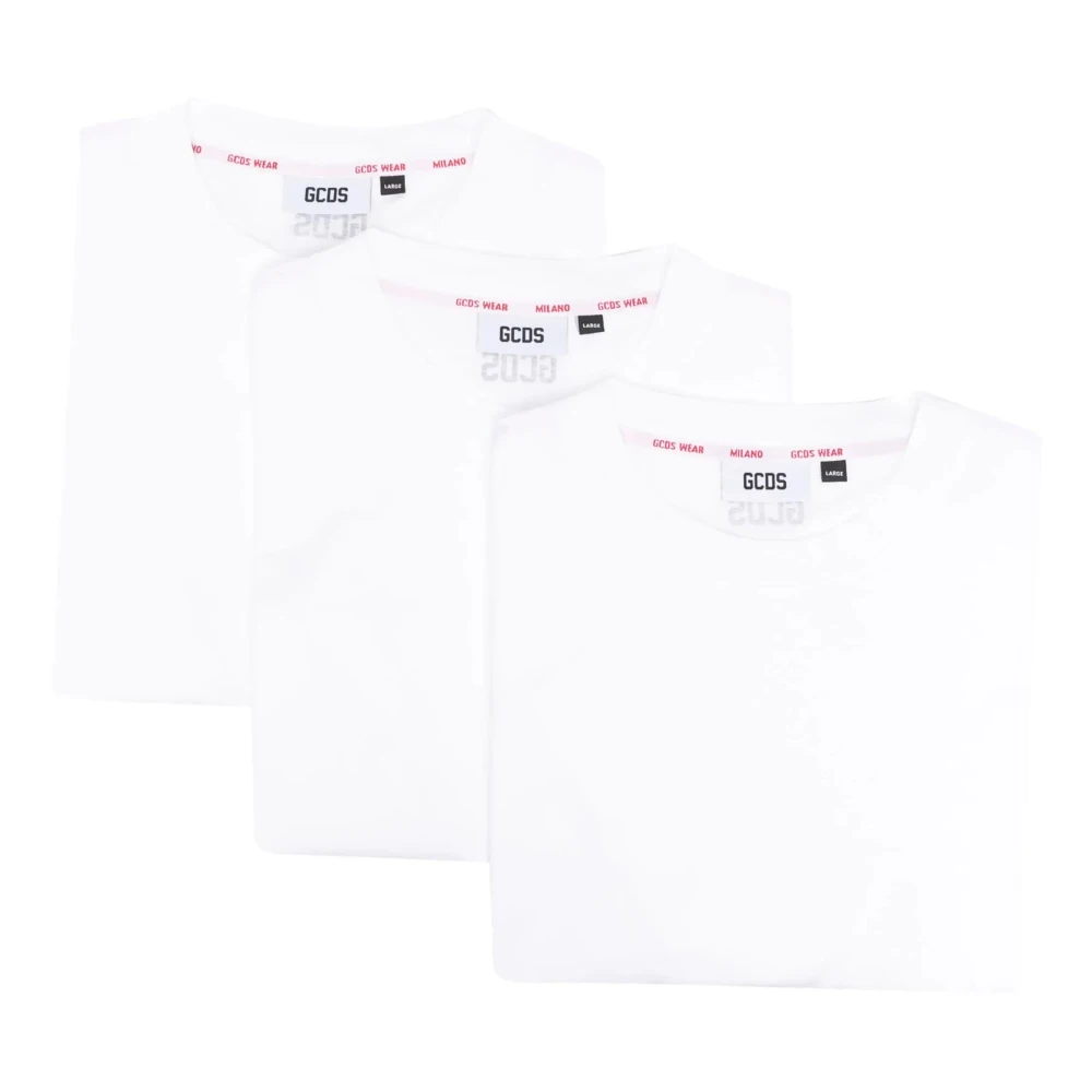 Gcds Katoenen T-shirt Driepack White Heren