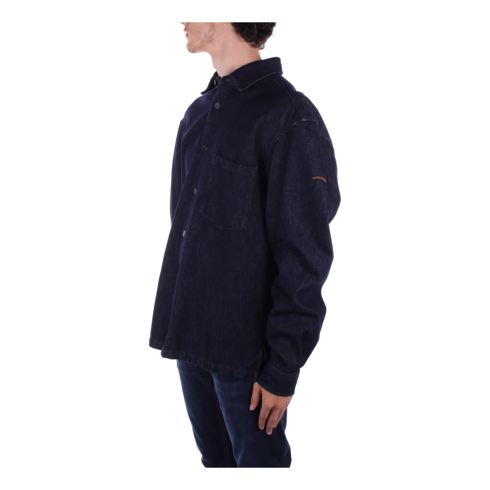PAUL & SHARK Denim Yachting Logo Button Shirt Blue Heren