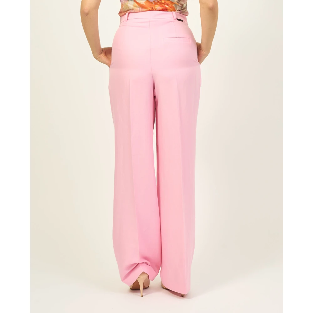 Hugo Boss Wijde linnen broek met relaxte pasvorm Pink Dames