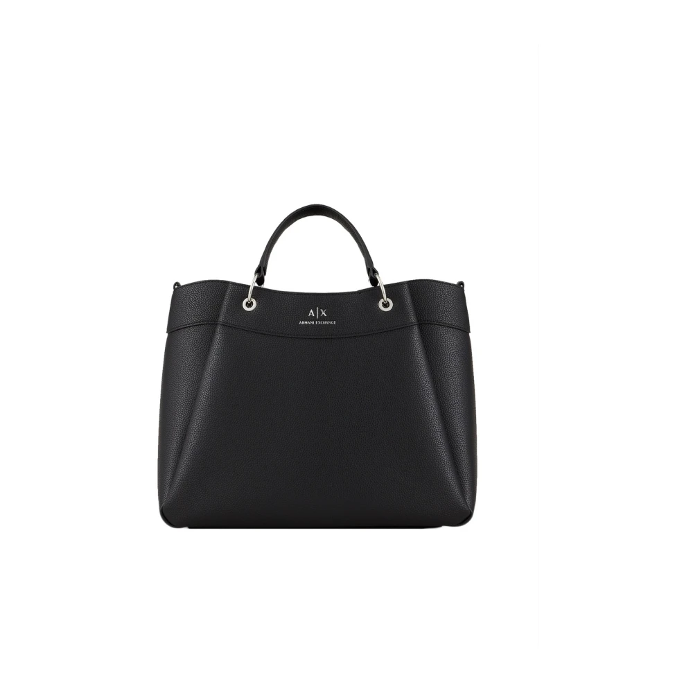 Armani Exchange Women's Black Handbags, One Size, Faux Leather Handbag With Logo