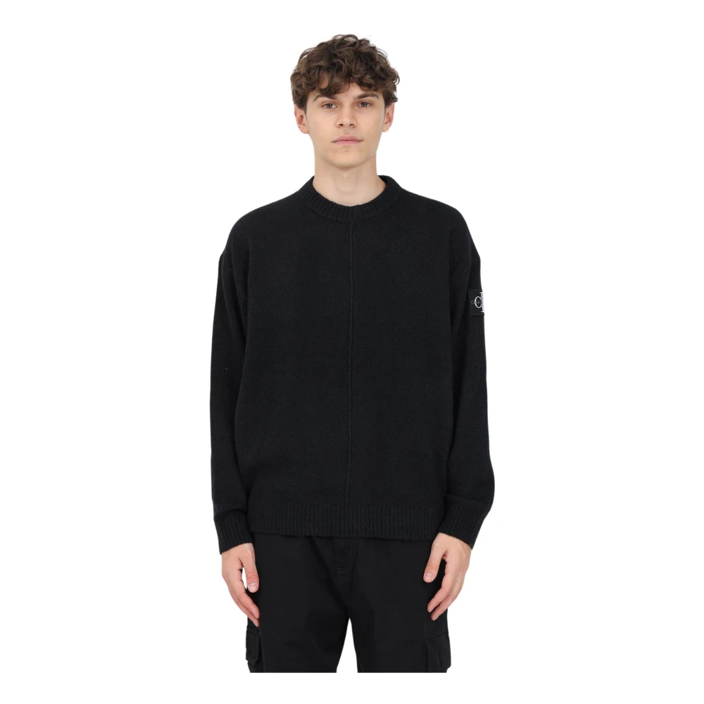 Calvin Klein Jeans Zwarte Sweaters met Bouclé Textuur Black Heren