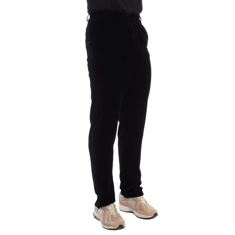 Emporio Armani Fluwelen broek met verfijnde stijl Black Heren