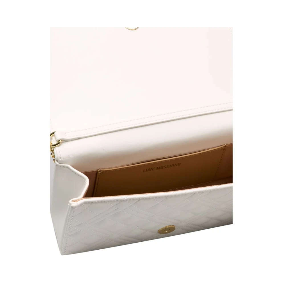 Love Moschino Schoudertas met logo kettingsluiting White Dames