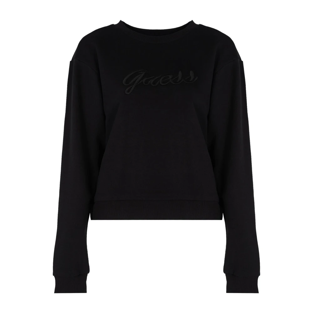 Guess Eenvoudige Ronde Hals Sweater Black Dames