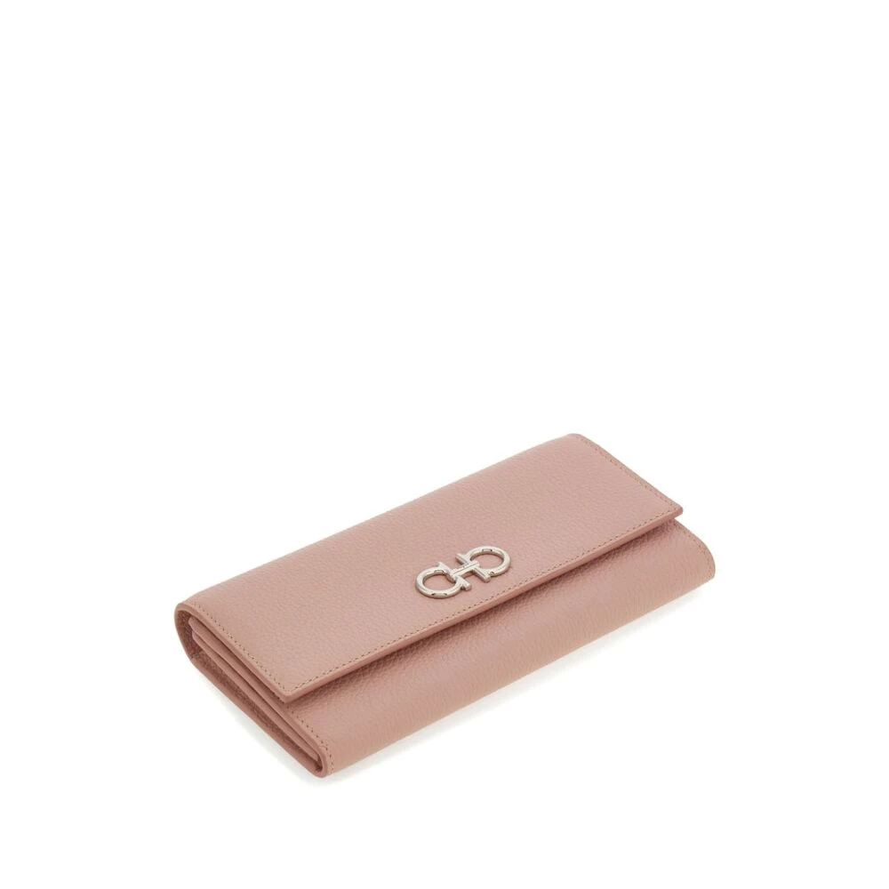 Salvatore Ferragamo Roze leren portemonnee met Gancini gesp Pink Dames