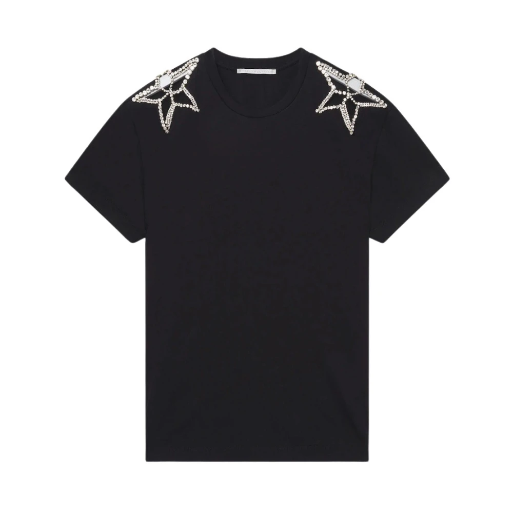 Stella Mccartney Diamantsterren Cut-Out T-shirt Black Dames
