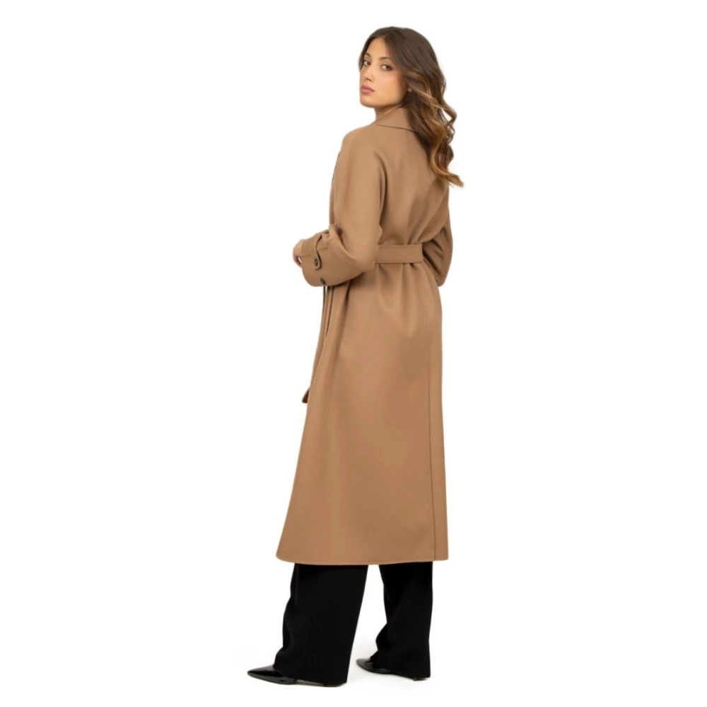 Max Mara Kameel Wollen Jas Dubbel-Borst Handgemaakt Brown Dames