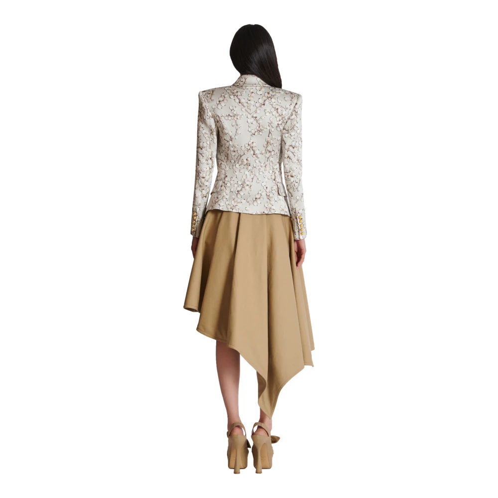 Balmain 6-knoops satijnen jas met Redcurrant print Multicolor Dames