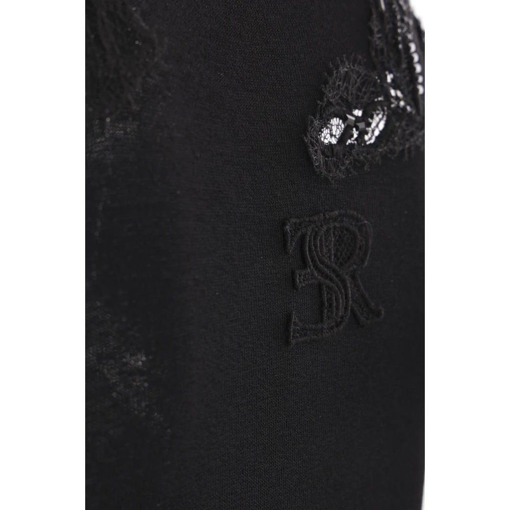 Ermanno Scervino Zwarte Mouwloze Gebreide Top met Kralen Kant Black Dames
