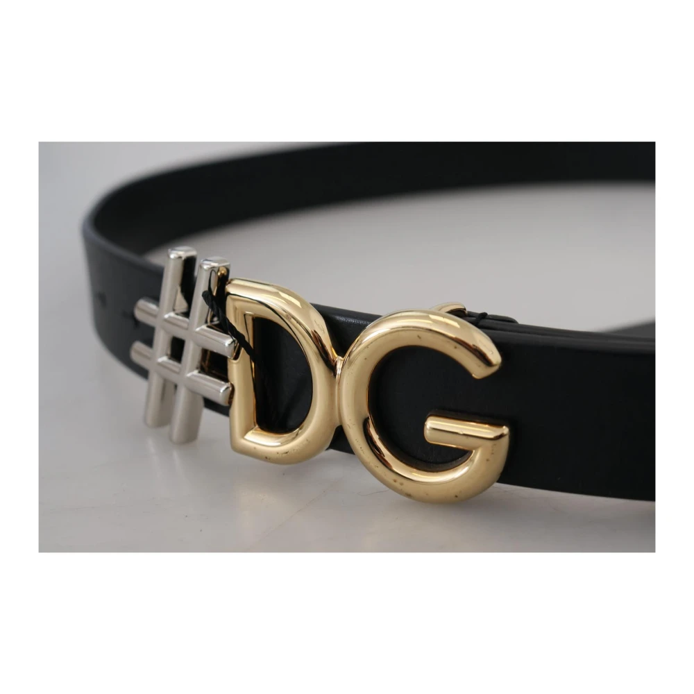 Dolce & Gabbana Zwart Leren Riem met Metalen Gesp Black Dames