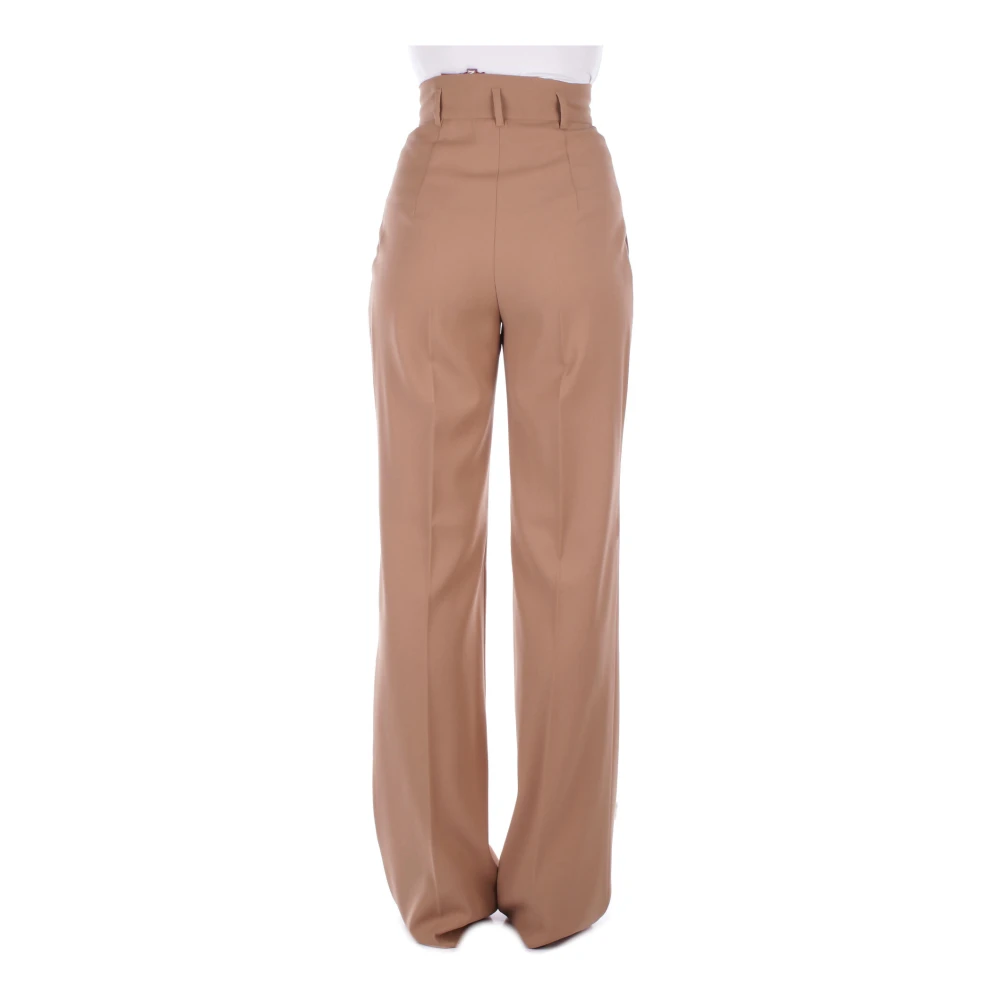 Max Mara Kameel Wollen Broek Rits Sluiting Brown Dames