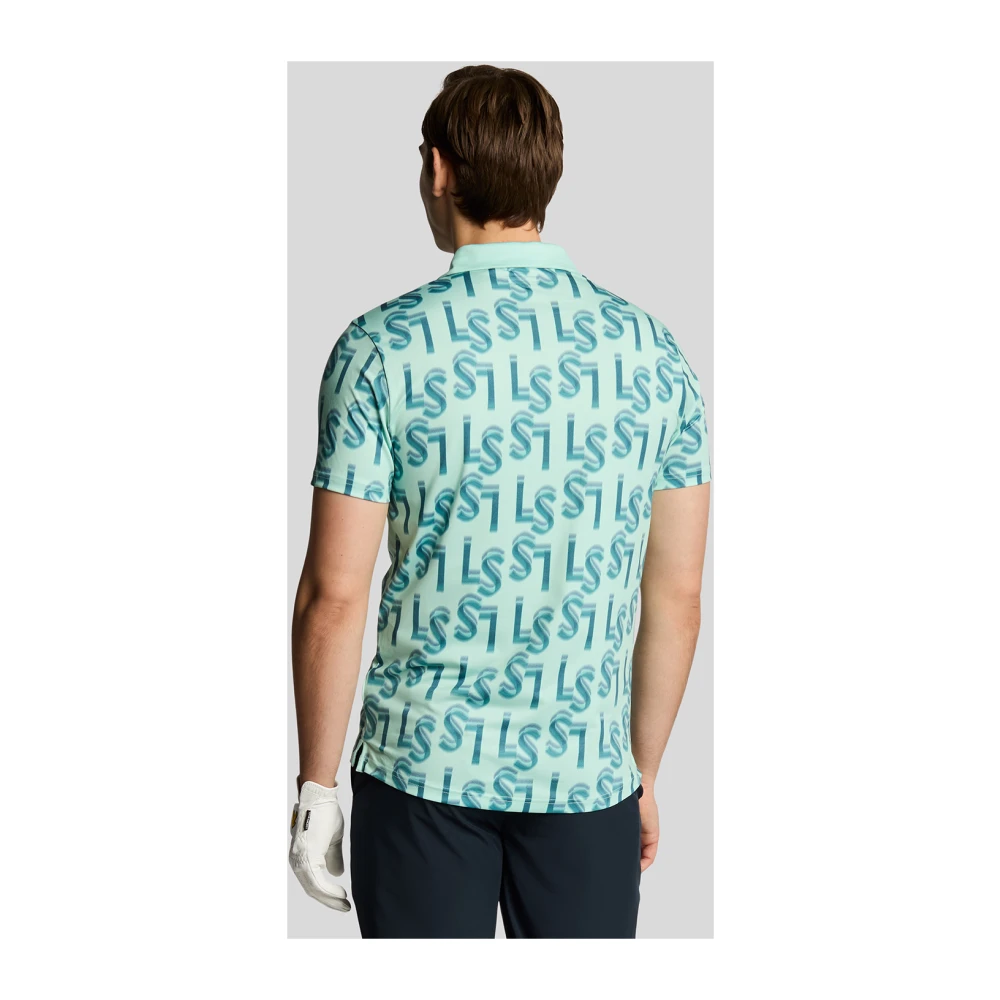 Lyle & Scott SS Polo Shirts LS Monogram Bedrukt Poloshirt Blue Heren