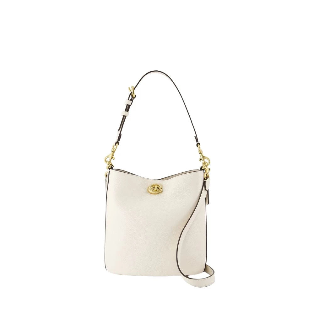 Coach Geëtst Kalfsleer Crossbody Tas Beige Dames