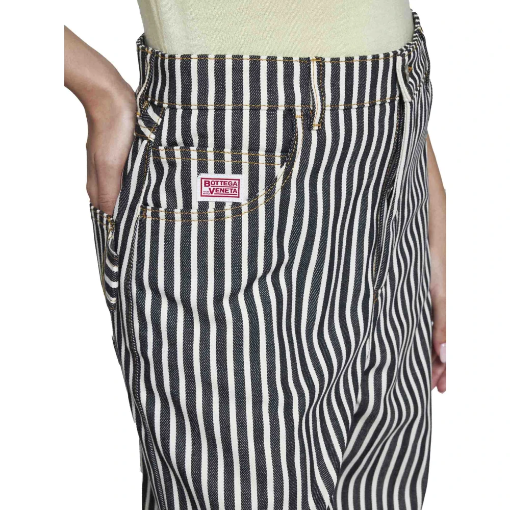Bottega Veneta Pinstriped Denim Jeans Straight Leg Blue Dames