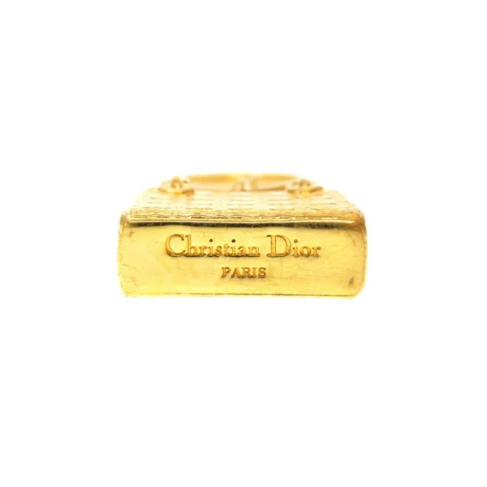 Dior Vintage Tweedehands Gouden Metalen Dior Sleutelhanger Yellow Unisex