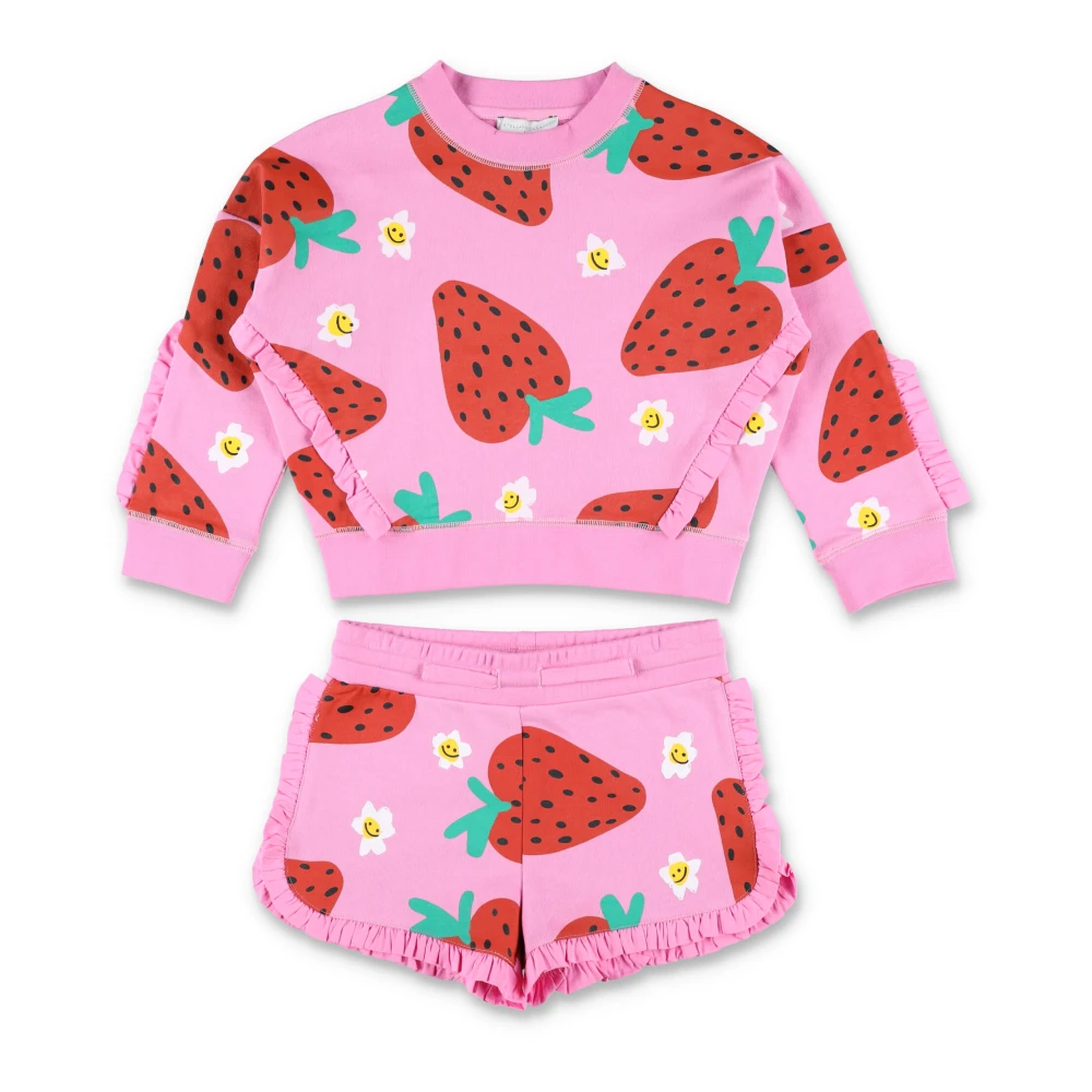 Stella McCartney Jordgubbsmönster Fleece Sweatshirt Shorts Set Pink, Flicka